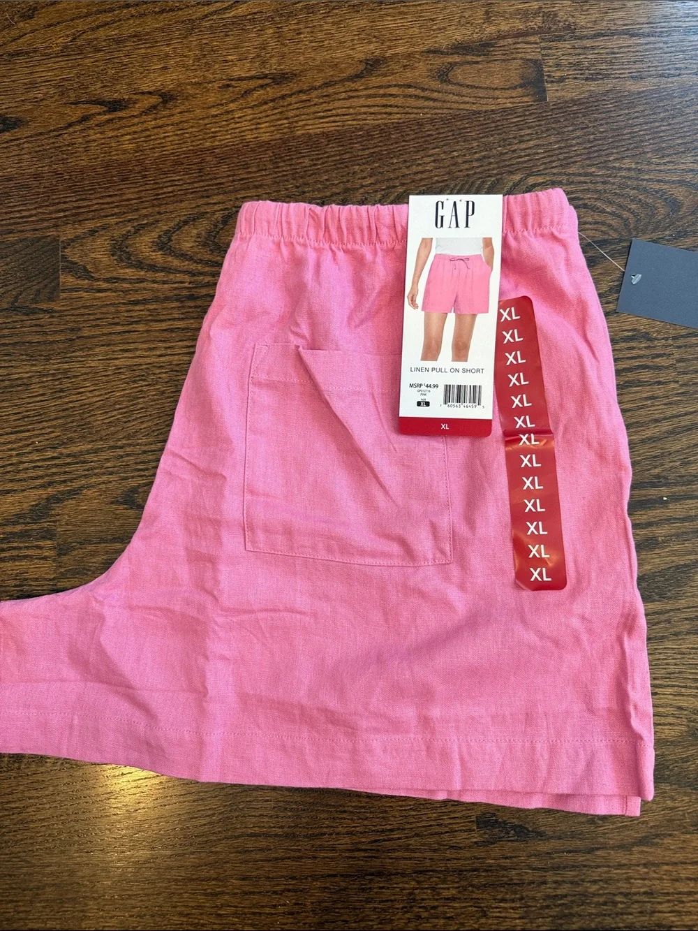 GAP Bright Pink Linen Drawstring Shorts XL pull on